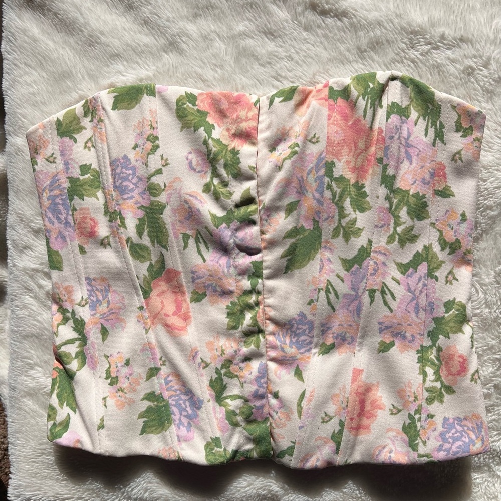 Zara Floral Strapless Bustier in Pastel Shades